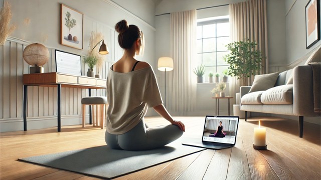 ‘온라인 요가 수업’이 허리 통증을 획기적으로 줄이는 데 효과적이라는 연구 결과가 나왔다ㅣ출처: DALL·E