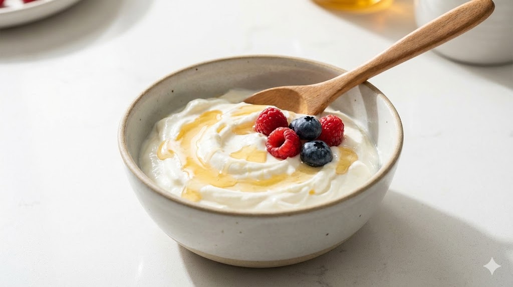 그릭 요거트는 단백질과 칼슘, 프로바이오틱스로 근육·뼈·장 건강을 함께 챙기기 좋다｜출처: Gemini 생성