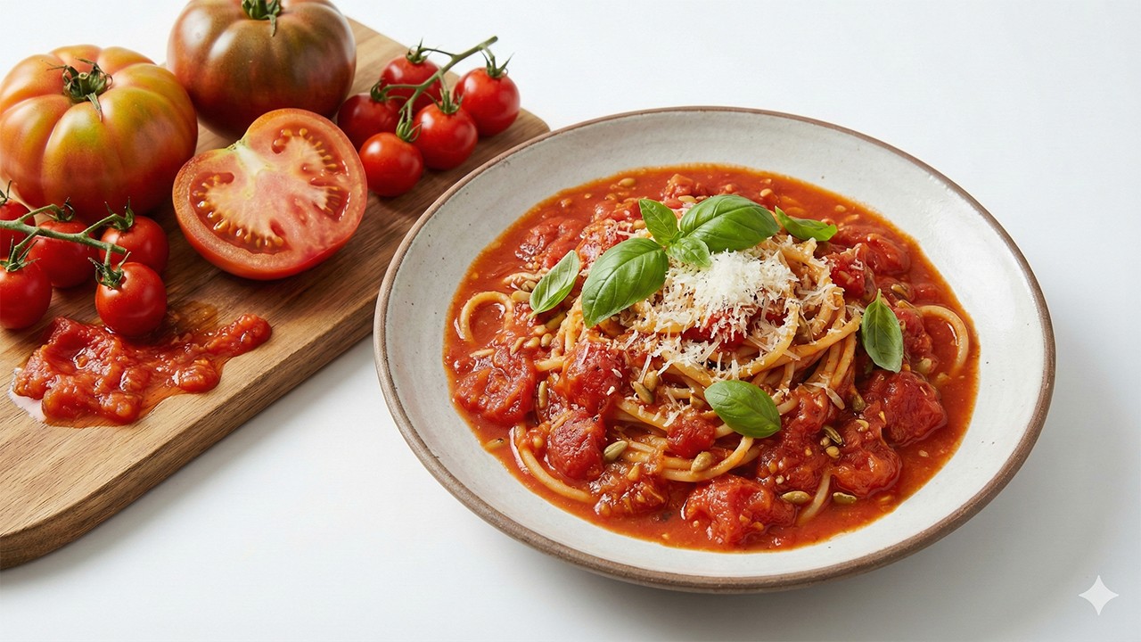 통조림, 페이스트 등 가공된 토마토를 선택할 때는 소금이 추가됐는지 확인하는 것이 좋다|출처: Gemini 생성